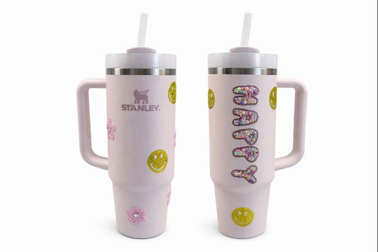 🌸 Pink Happy Stanley Tumbler – 30oz ✨