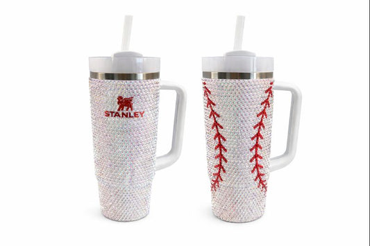 ⚾ 30oz Rhinestone Stanley Tumbler – Baseball Theme ✨